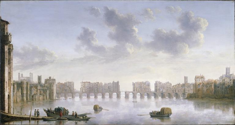 768x409 View Of Old London Bridge From The West Jongh, Claude De Vampa - London Bridge Painting