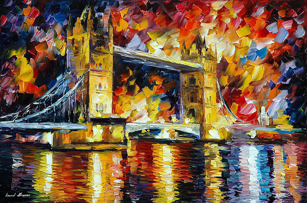 1000x661 London Bridge Palette Knife Oil Painting On Canvas By Leonid - London Bridge Painting