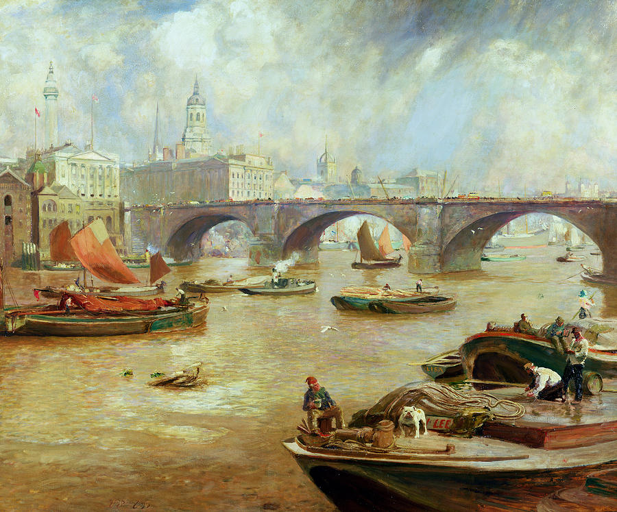 900x747 London Bridge From Bankside Painting By Sir David Murray - London Bridge Painting