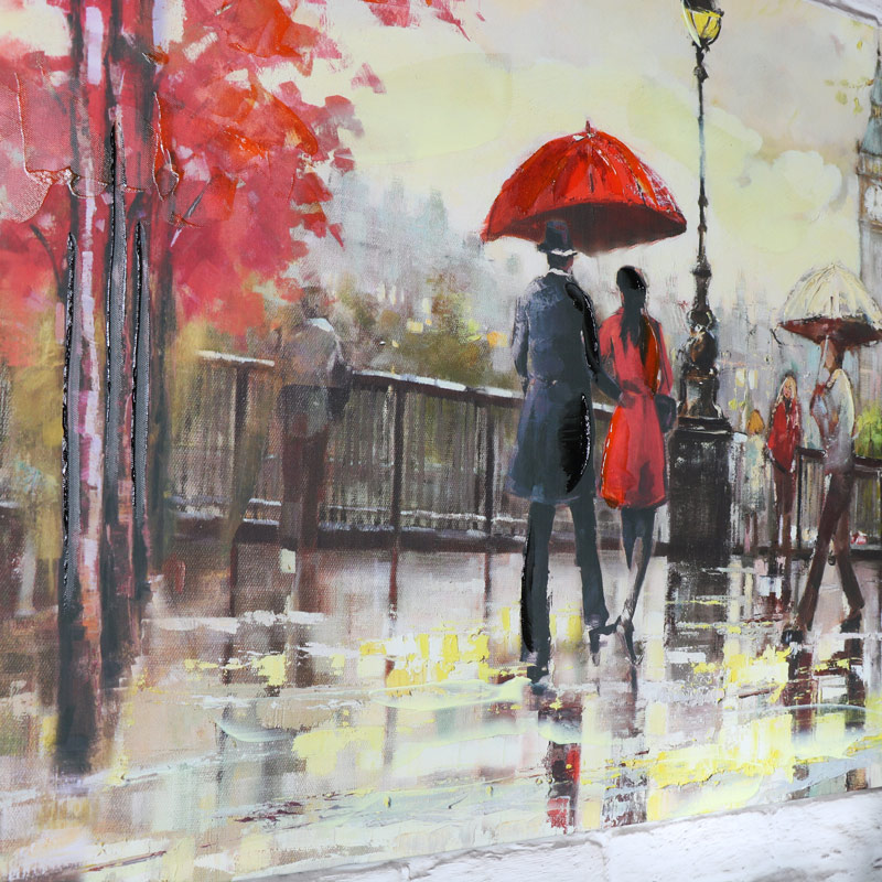 800x800 Large Rainy Day In London Canvas Wall Art - London Canvas Painting