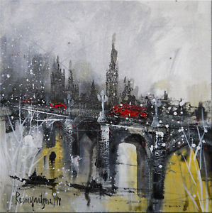 299x300 London Bridge Skyline Big Ben Thames Westminster Cityscape - London Canvas Painting