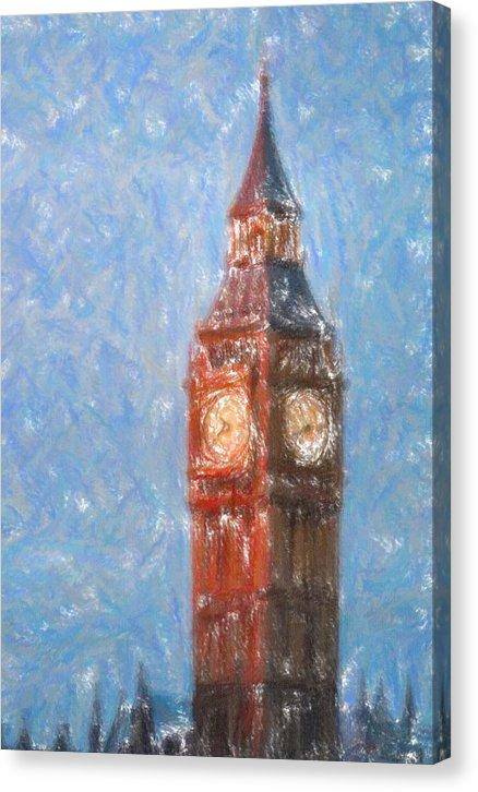 438x726 Pastel Painting Of Big Ben Tower In London - London Canvas Painting