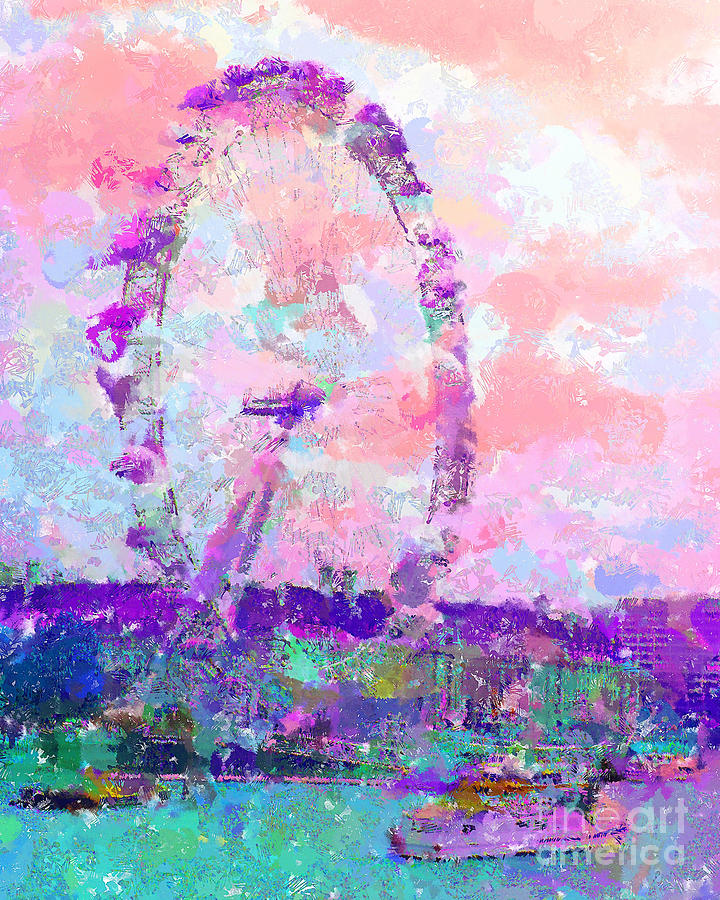 720x900 London Eye Mixed Media By Marilyn Sholin - London Eye Painting