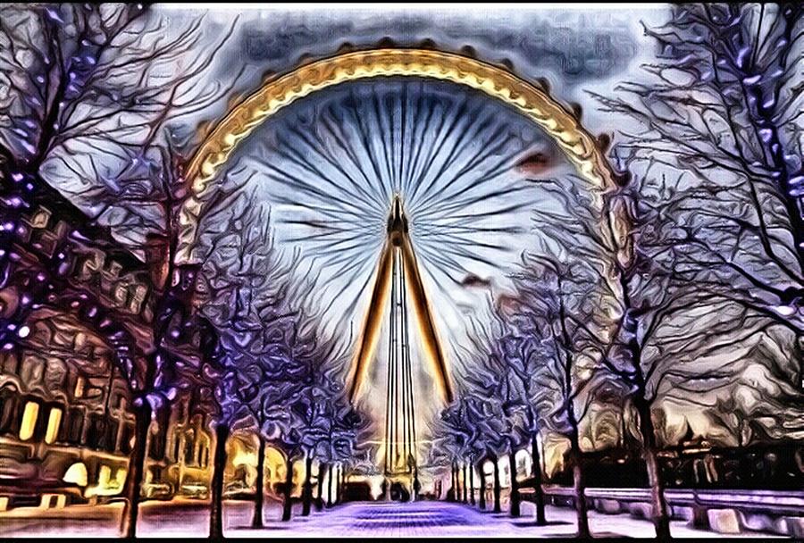 900x608 London Eye Painting By Art Diamond - London Eye Painting