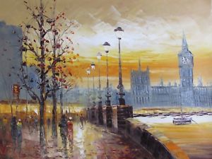 300x225 London Eye Contemporary Large Oil Painting Canvas Original British - London Eye Painting
