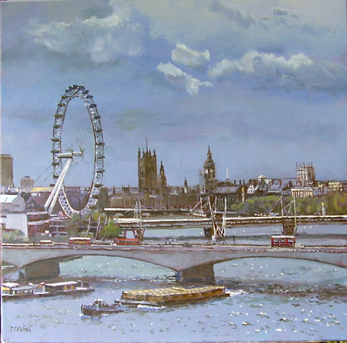 489x482 Oil Paintinglondon Eyethames2 - London Eye Painting