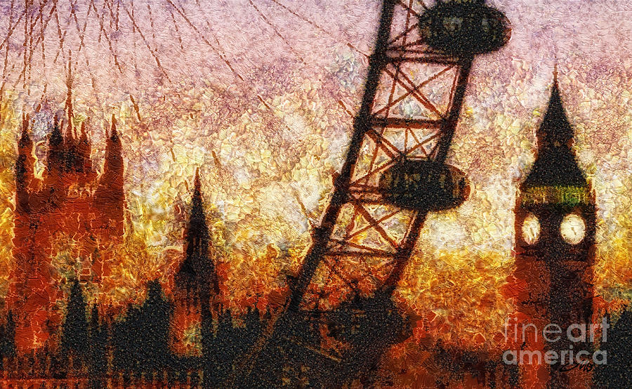 900x554 Eye On London Painting By Mo T - London Eye Painting