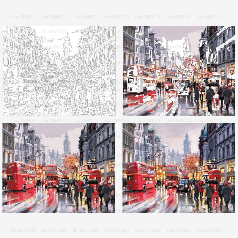 801x801 London Rainy Day - London Painting