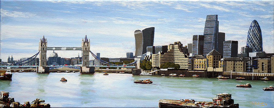 900x355 London Skyline Painting By Mark Woollacott - London Skyline Painting