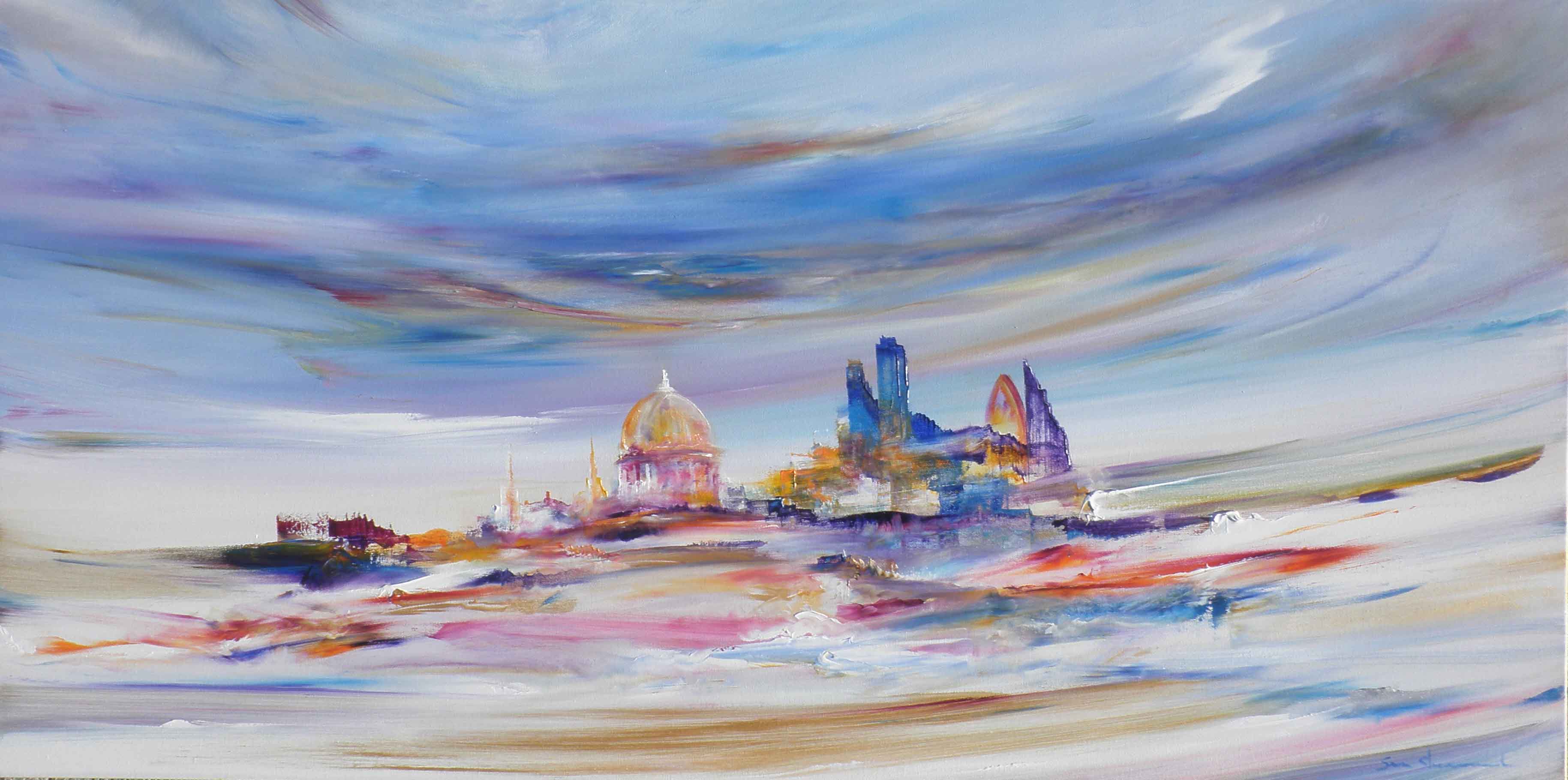 3658x1820 London Skyline Paintings - London Skyline Painting
