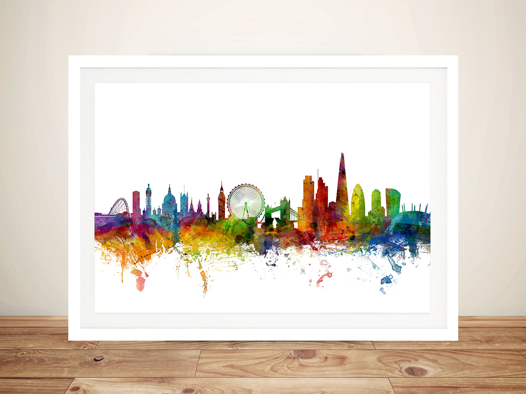 1024x768 Watercolour London Skyline Wall Art By Michael Tompsett Australia - London Skyline Painting