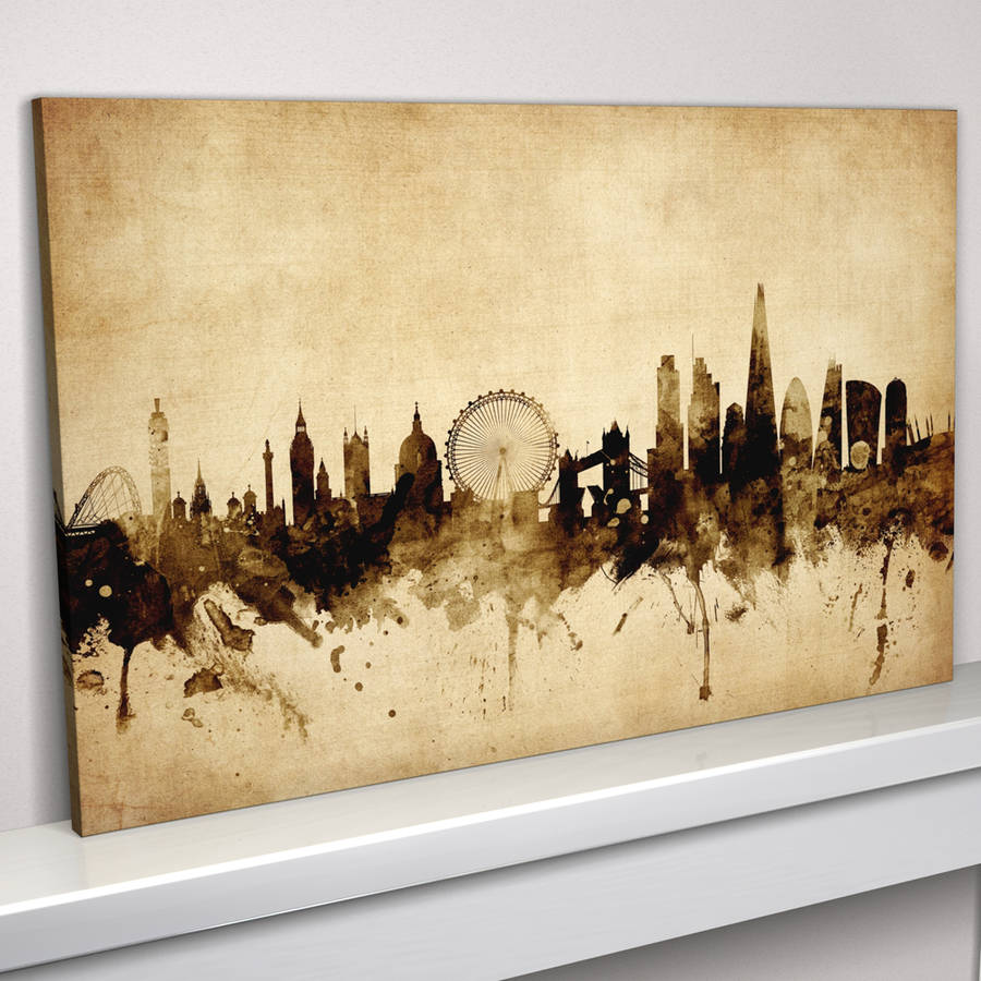 900x900 London Skyline Cityscape Vintage Art Print By Artpause - London Skyline Painting