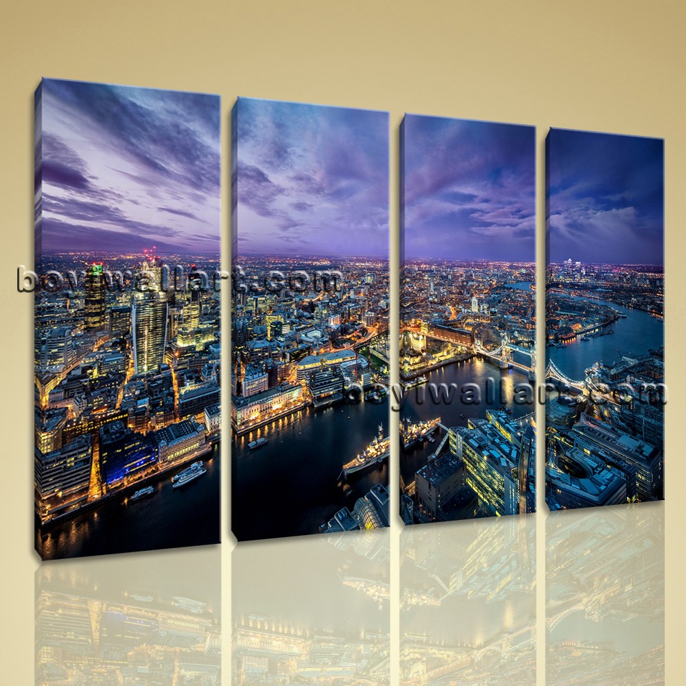 1000x1000 Large London Skyline Wall Decor Contemporary Painting On Canvas Print - London Skyline Painting