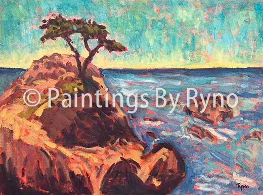 520x385 Lone Cypress Painting Original Oil Home Decor Wall Art - Lone Cypress Painting