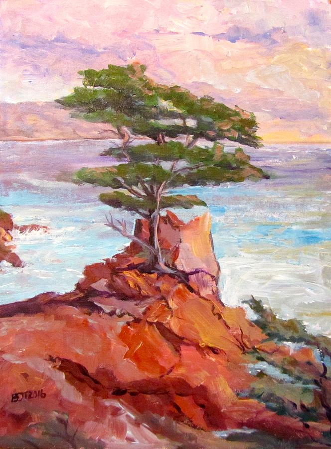 664x900 Lone Cypress Painting By Barbara O'Toole - Lone Cypress Painting