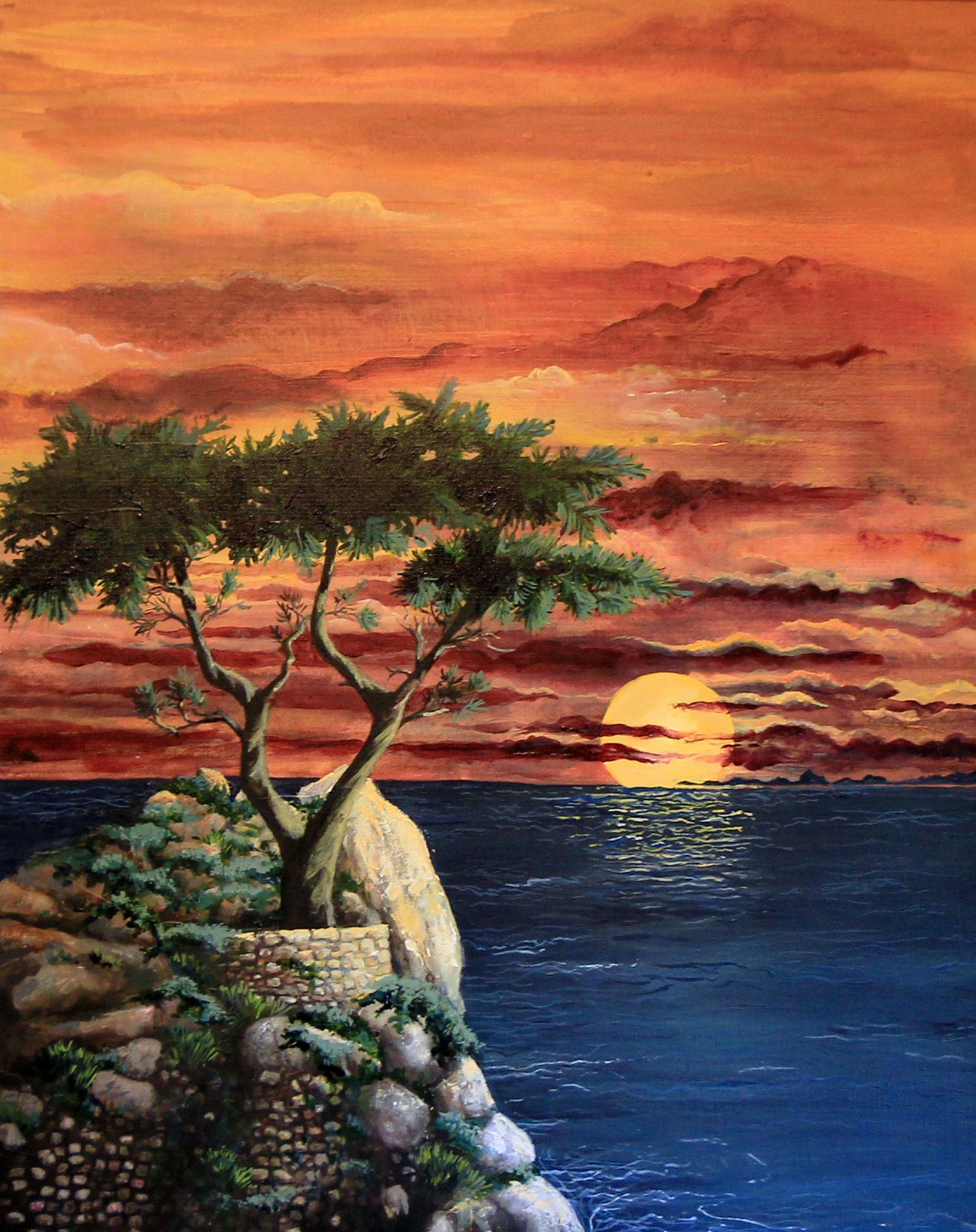 1500x1894 Lone Cypress - Lone Cypress Painting