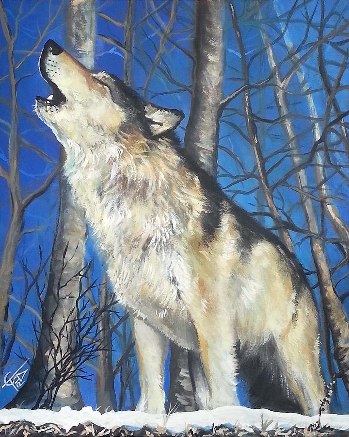 720x900 Lone Wolf Painting By Tom Carlton - Lone Wolf Painting
