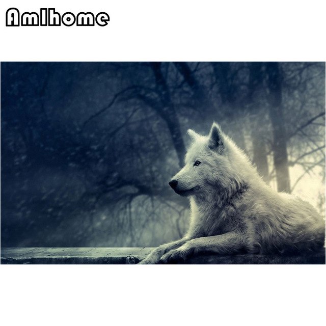 640x640 Amlhome Diamond Painting Animal Mosaic Needlework Crafts Best Full - Lone Wolf Painting