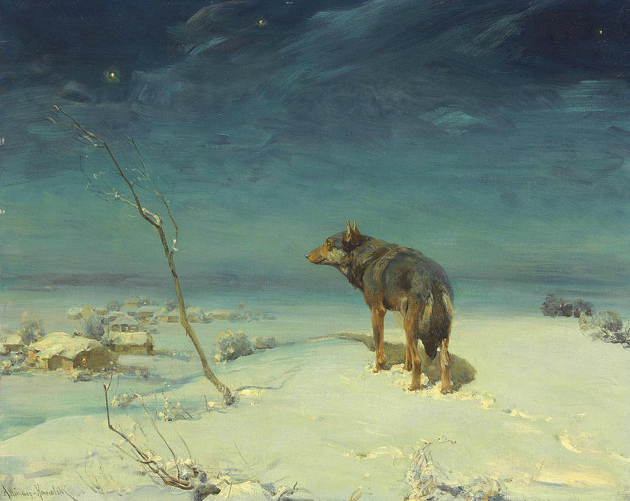 900x715 The Lone Wolf Painting By Alfred Kowalski - Lone Wolf Painting
