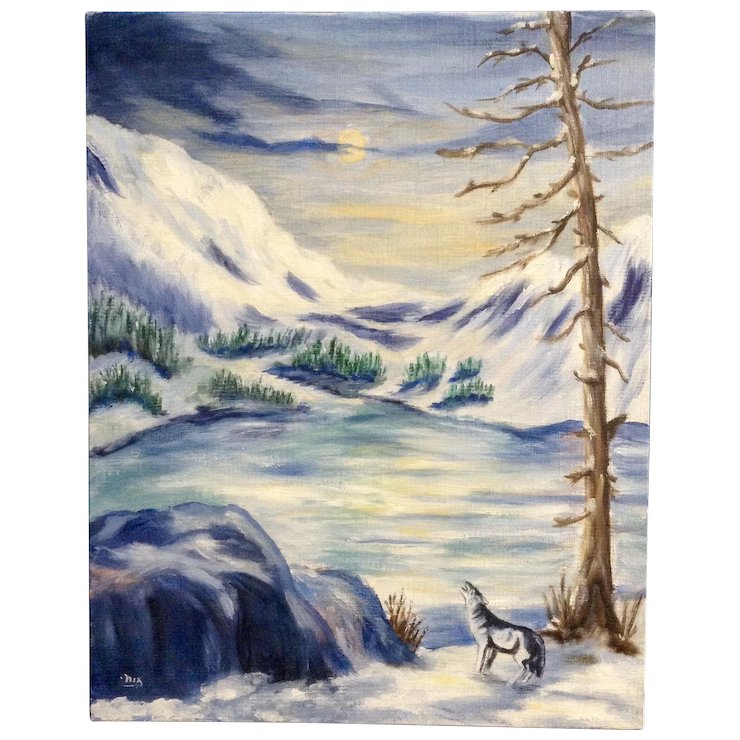 740x740 Dot Nix, Lone Wolf Howling - Lone Wolf Painting