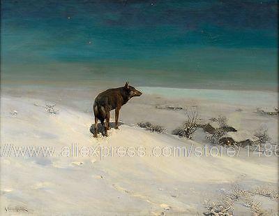 400x309 Handmade Oil Painting Repro Alfred Von Kowalski Wierusz The Lone - Lone Wolf Painting By Kowalski