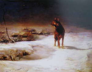 300x236 Alfred Von Kowalski Wierusz Lone Wolf 6 Vintage Art Ebay - Lone Wolf Painting By Kowalski