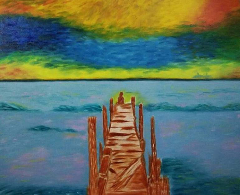 770x627 Saatchi Art Feeling Of Loneliness Painting By Malini Raju - Loneliness Painting