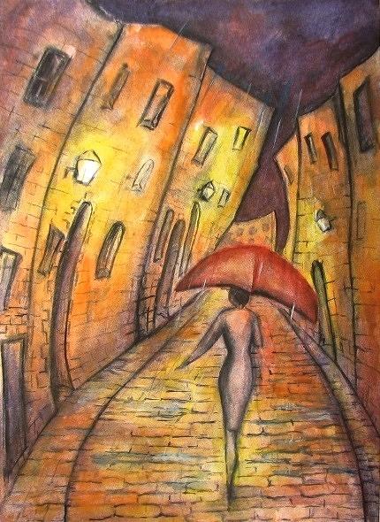 430x590 Lonely Walk Painting By Natalja Picugina - Lonely Child Painting