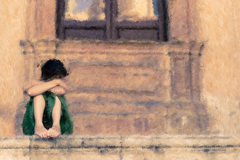 1024x683 While Hiding The Depth Of Loneliness, A Future That Never - Lonely Child Painting