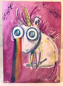 222x300 Emi Boz Original Art Painting Surreal Folk Outsider Lowbrow Space - Lonely Child Painting