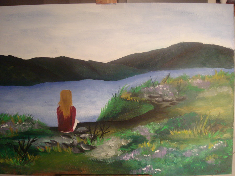 900x675 Lonely Girl By Meliif - Lonely Girl Painting