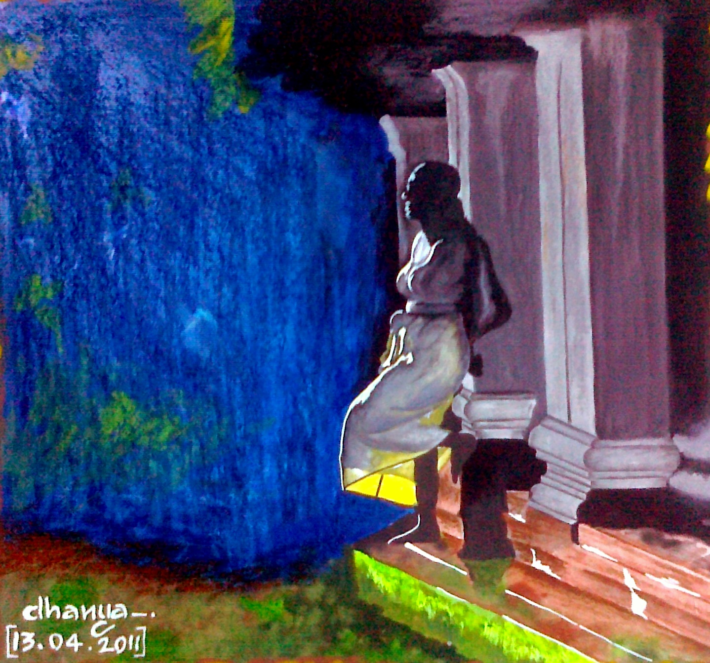 1438x1343 My Small And Beautiful World. A Lonely Girl. Painting. - Lonely Girl Painting