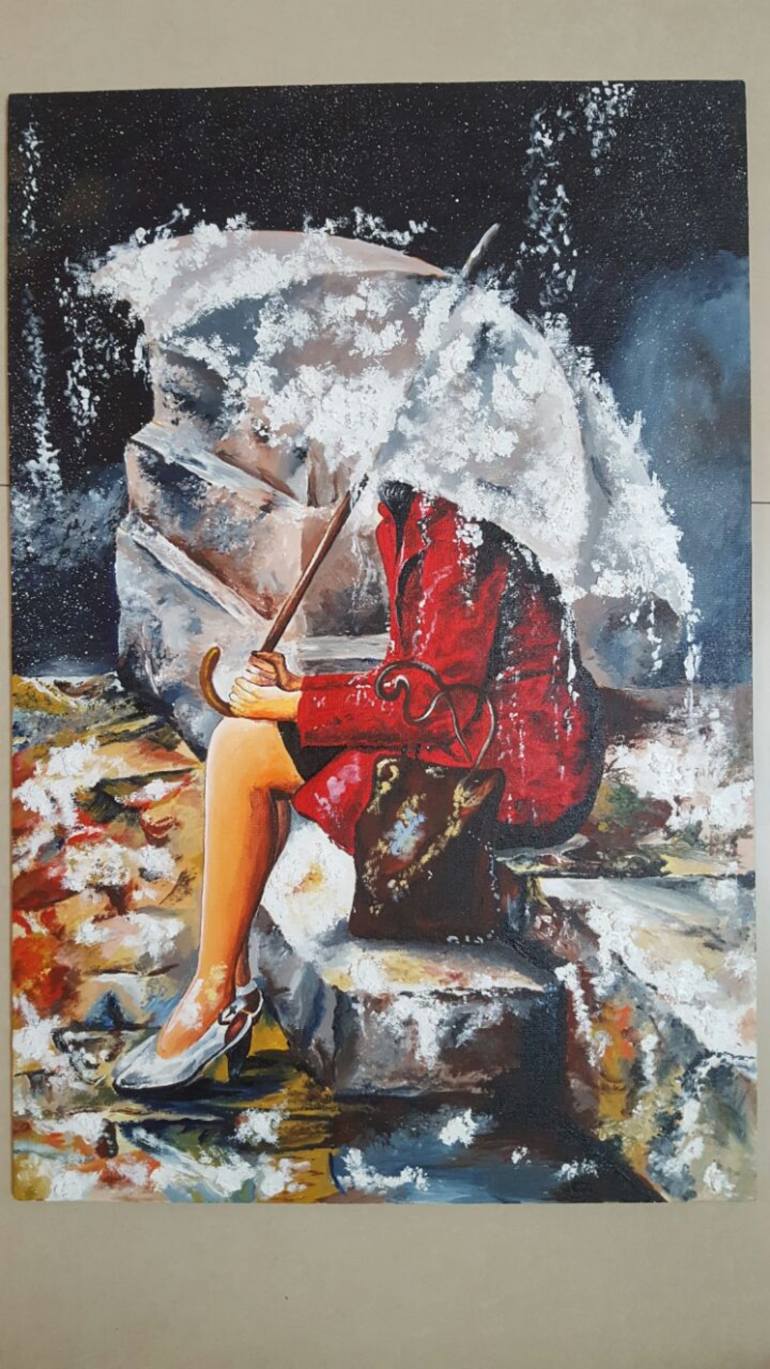 770x1369 Saatchi Art Lonely Girl Painting Painting By Aditi Jain - Lonely Girl Painting