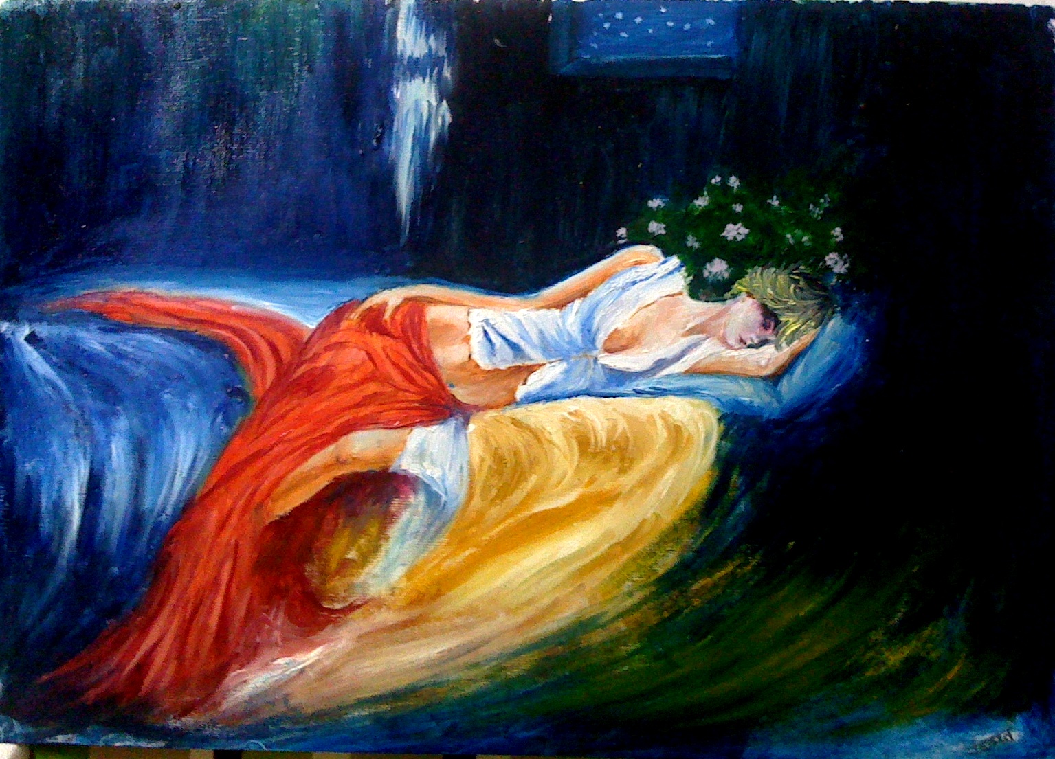 1535x1105 Lonely Rain And Sunshine - Lonely Girl Painting