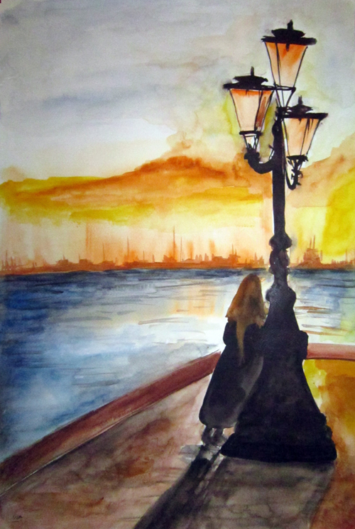 500x745 Helia Firouzi Homeless Girl Painting - Lonely Girl Painting