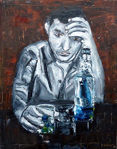 393x500 Lonely Man Drinking - Lonely Man Painting
