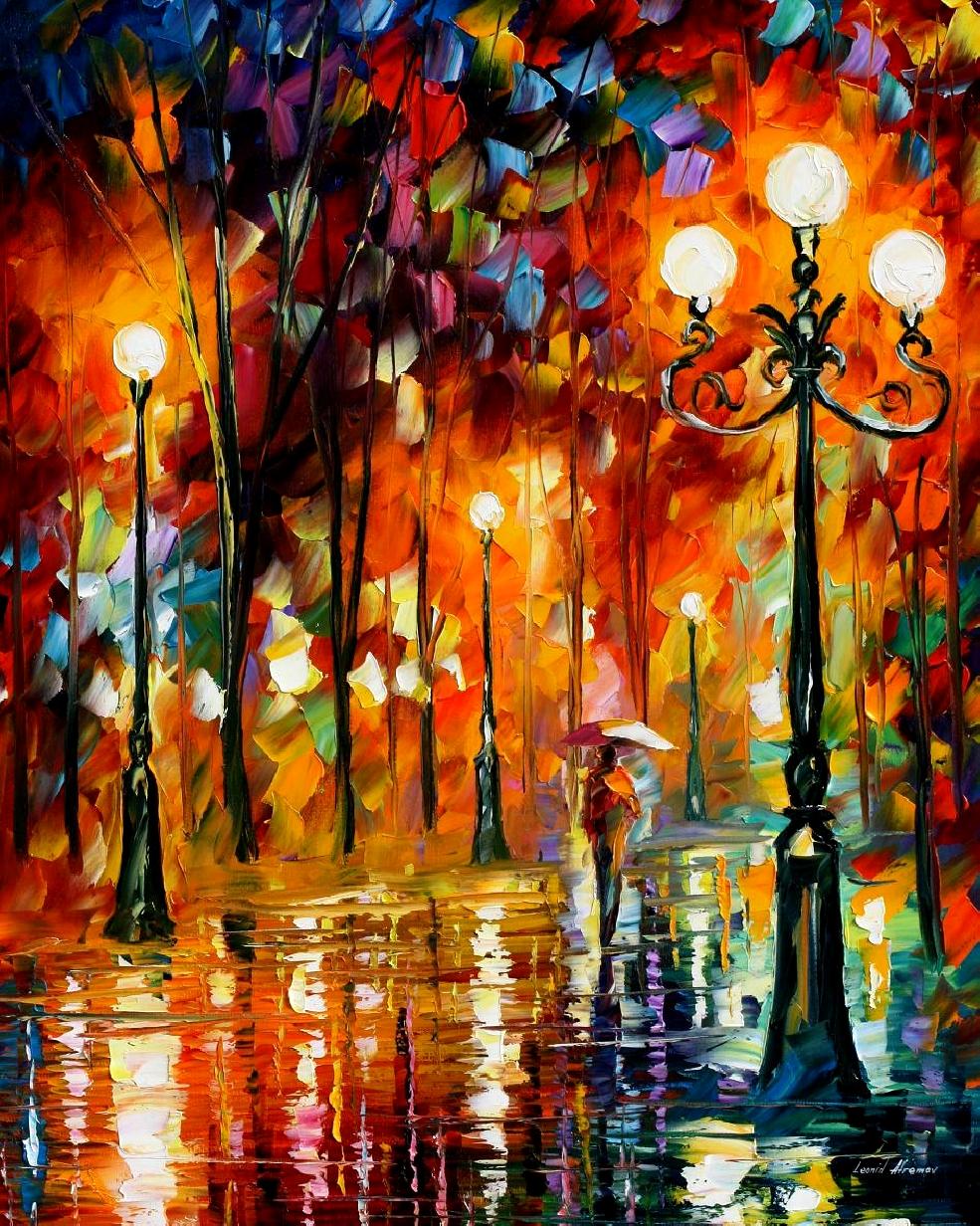 985x1232 Lonely Night Palette Knife Oil Painting On Canvas By Leonid - Lonely Painting