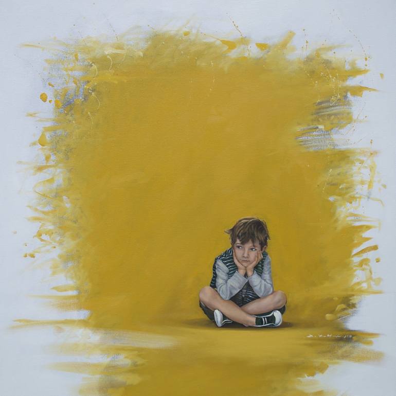 770x770 Saatchi Art Lonely Boy Painting By Sandra Hernandez - Lonely Painting