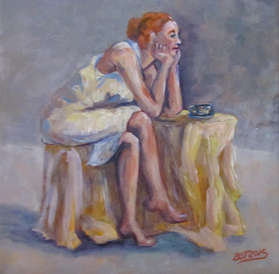 900x884 Lonely Mornings Painting By Barbara O'Toole - Lonely Woman Painting