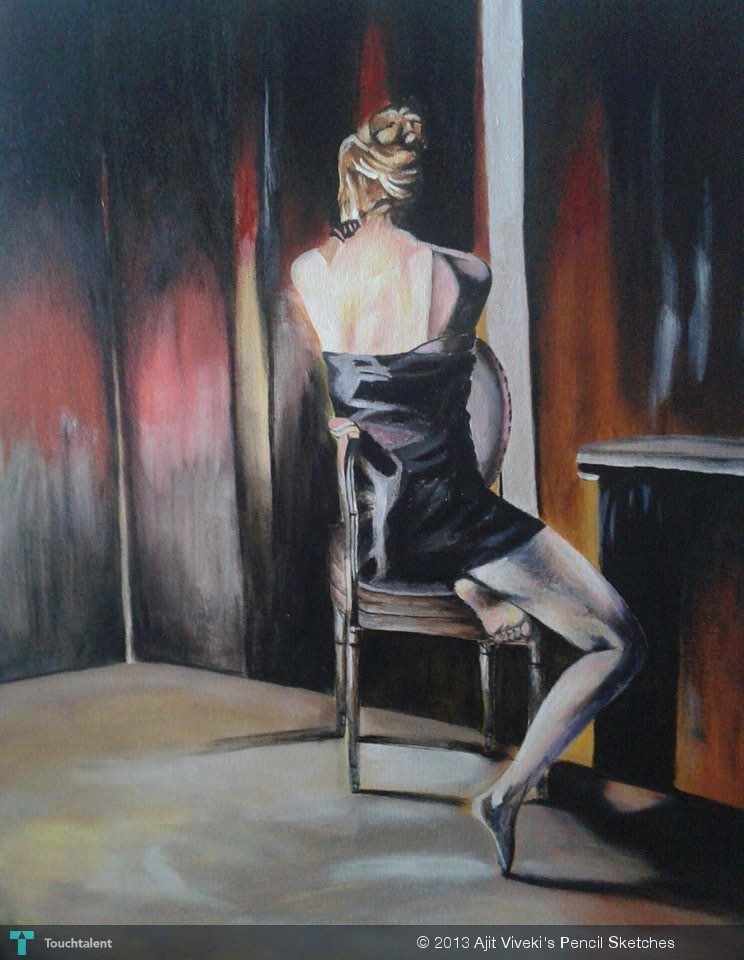 744x960 A Lonely Woman Touchtalent - Lonely Woman Painting