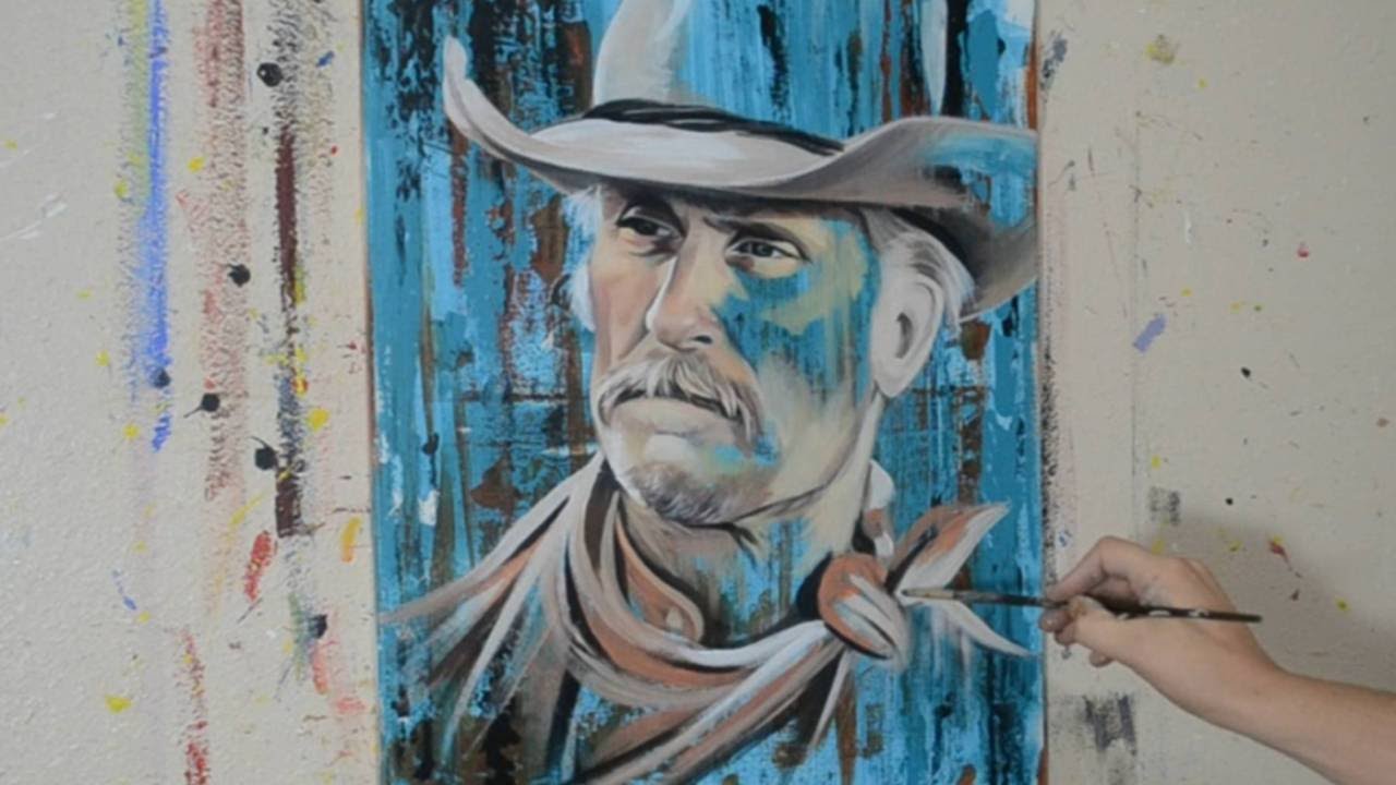 1280x720 Painting A Portrait Of Robert Duvall In Lonesome Dove - Lonesome Dove Painting