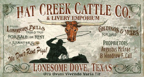 500x269 Vintage Ranch Decor Rustic Cattle Company Wooden Sign Lonesome - Lonesome Dove Painting
