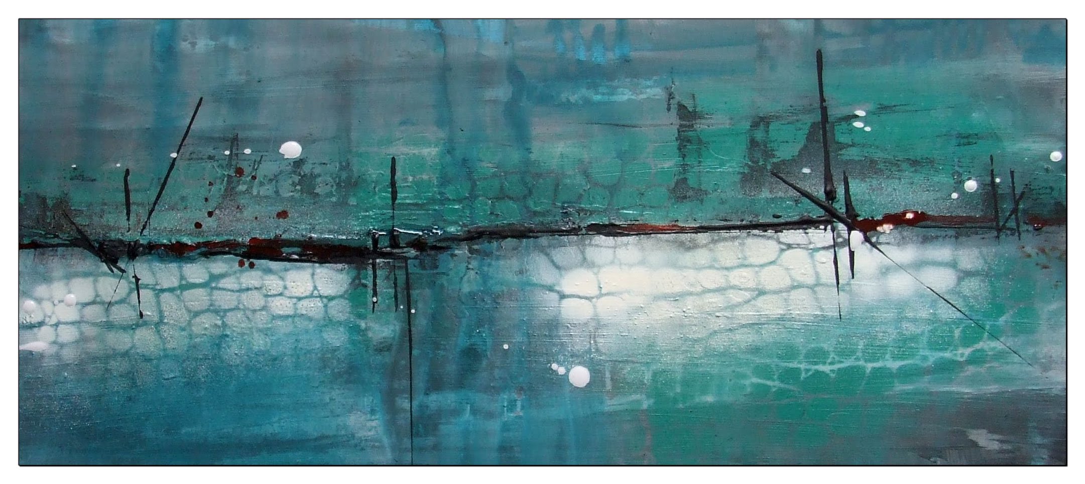 2161x964 Abstract Spontaneous Painting, Long Version. Abstraktes Acrylbild - Long Abstract Painting