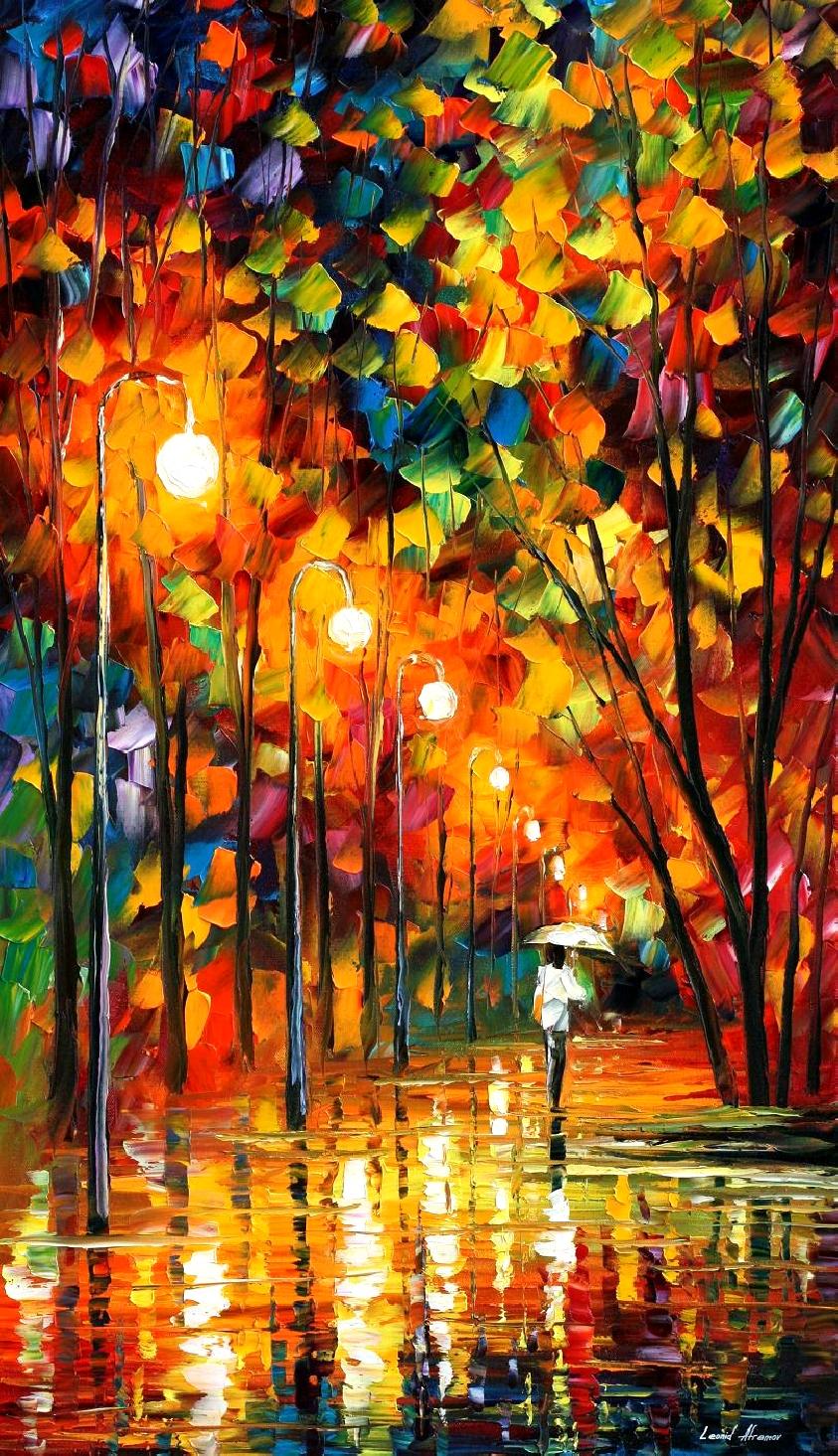 843x1465 Leonid Afremov, Oil On Canvas, Palette Knife, Buy Original - Long Canvas Painting