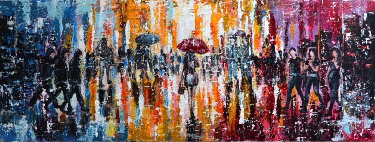 770x292 Saatchi Art Evening Walk Long Deep Edge Canvas Ready To Hang - Long Canvas Painting
