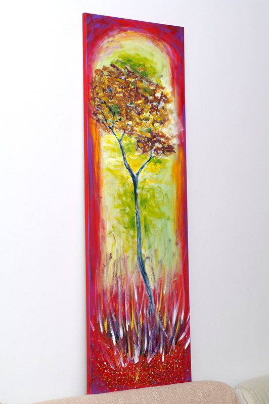 532x800 Canvas Wall Art Vertical Wall Art With Red Green Long Painting - Long Canvas Painting