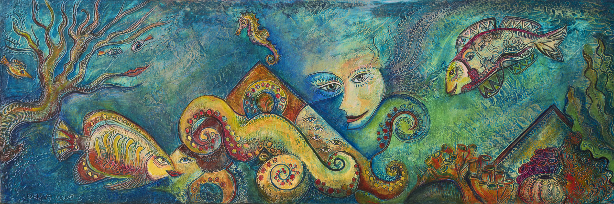 2400x800 Octopus's Garden (Long Horizontal) - Long Painting