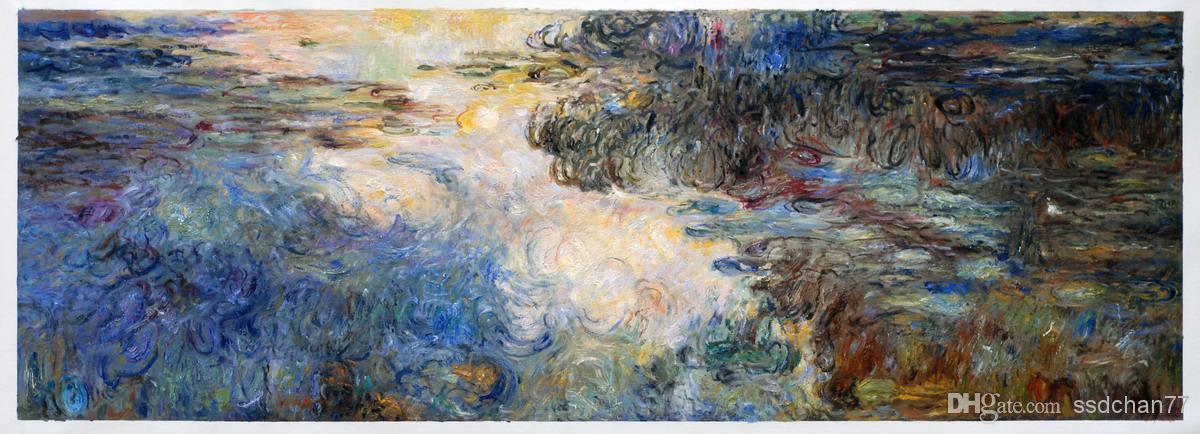 1200x434 The Water Lilies By Claude Monet, Long Oil Hand Painting On Canvas - Long Painting