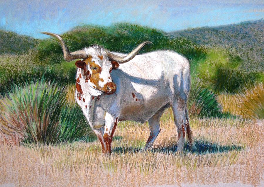 900x638 Longhorn Bull Painting By Sue Halstenberg - Longhorn Bull Painting