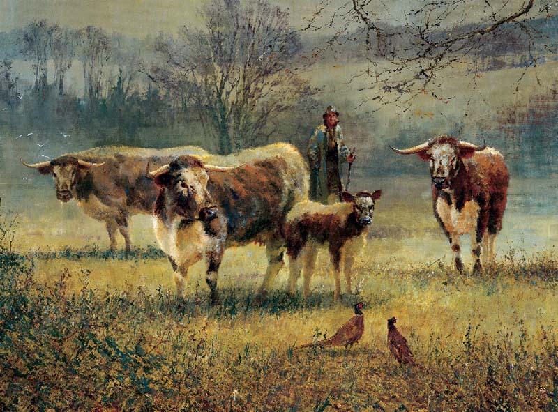 800x591 Longhorn Cattle - Longhorn Bull Painting